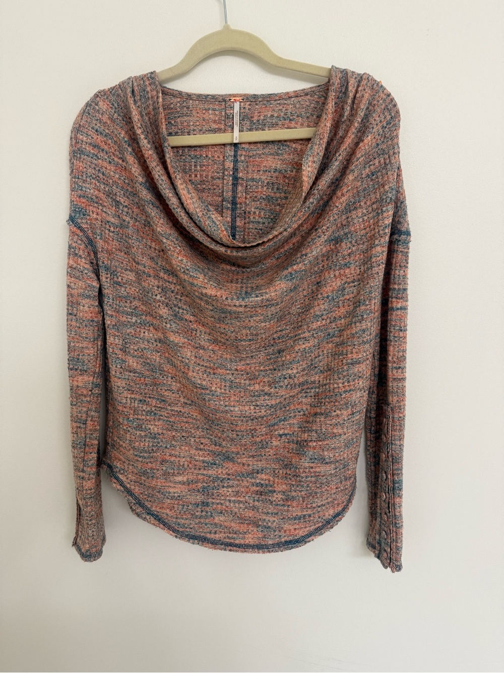 FREE PEOPLE- Cowl Neck Women's Sweater in Peach-Gray Women’s Size Small